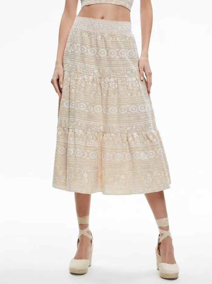 REISE TIERED MIDI SKIRT